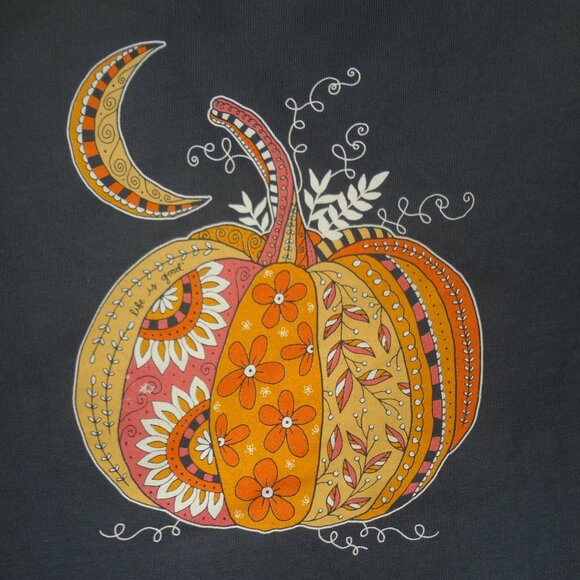 LIFE IS GOOD HARVEST PUNPKIN MOON BLUE XS X-SMALL WOMENS T-SHIRT L184 - Picture 2 of 6